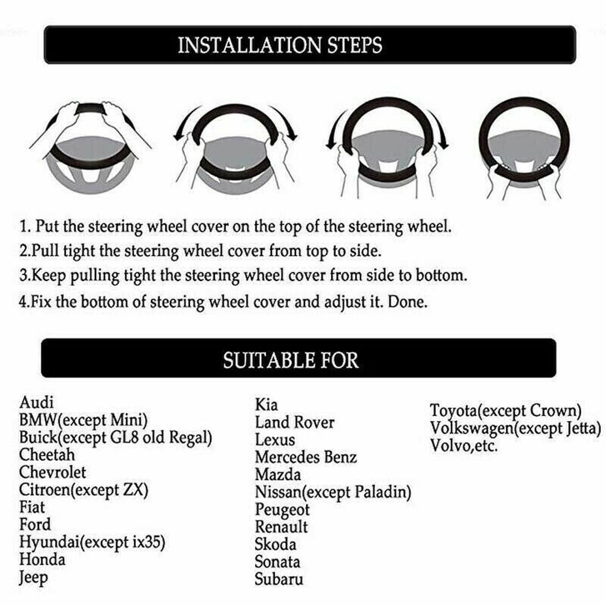 15quot-38cm-PU-Leather-Car-Truck-Steering-Wheel-Cover-Crystal-Bling-Rhinestone-1749305