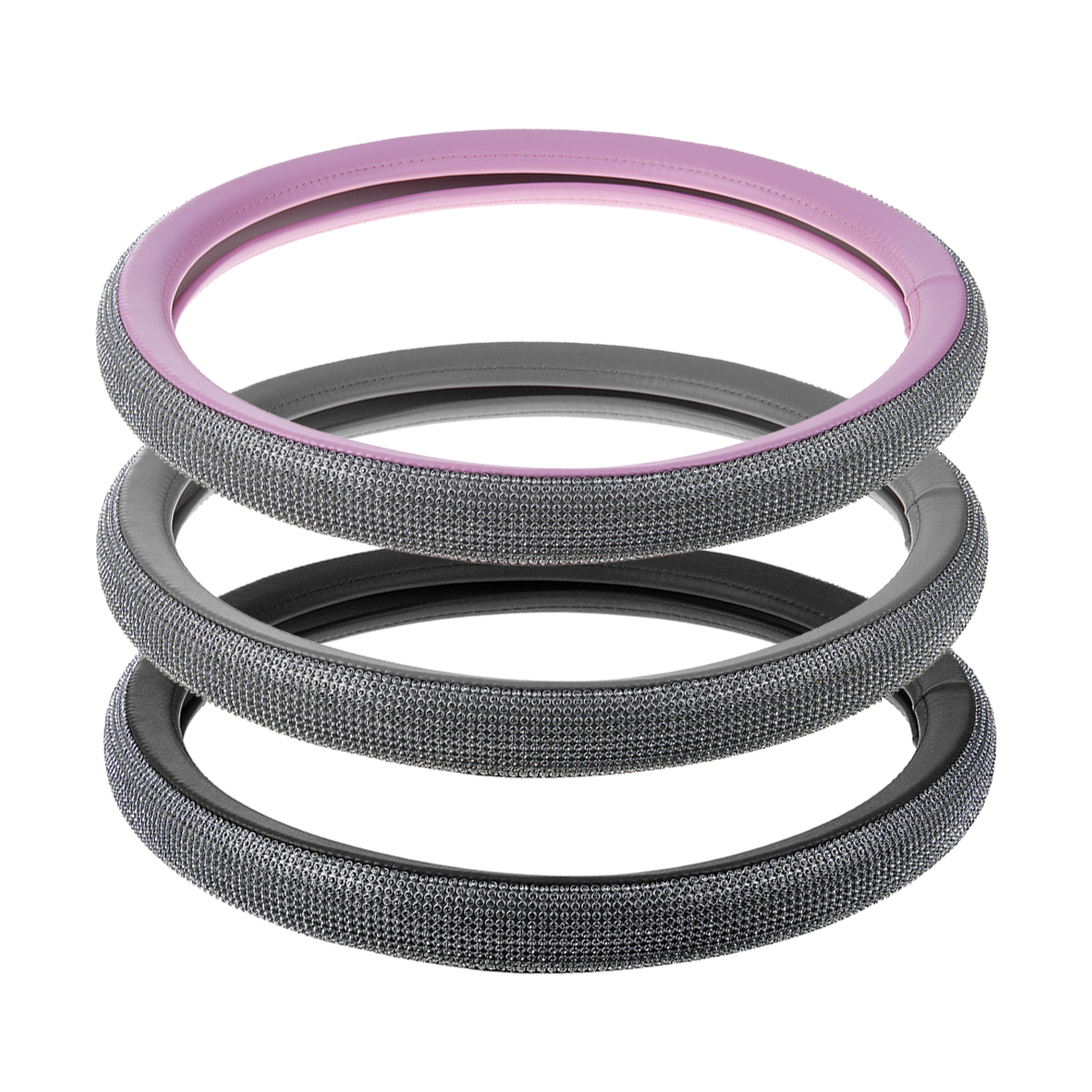 15quot-38cm-PU-Leather-Car-Truck-Steering-Wheel-Cover-Crystal-Bling-Rhinestone-1749305