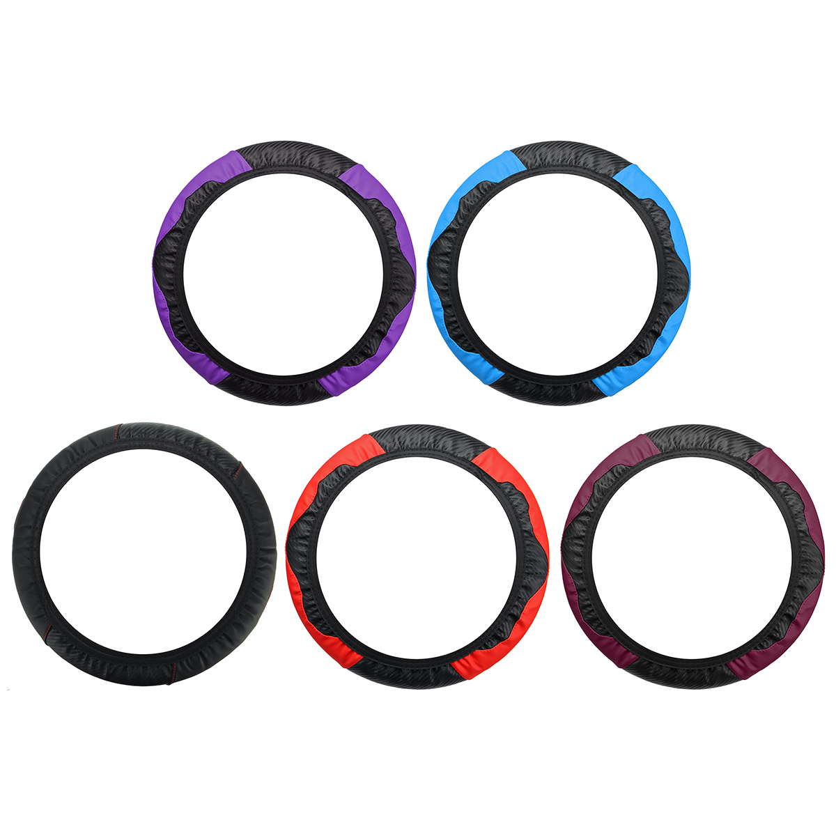 38CM-Car-Carbon-Fiber-Leather-Steering-Wheel-Cover-15quot-Auto-Anti-slip-Universal-1796537