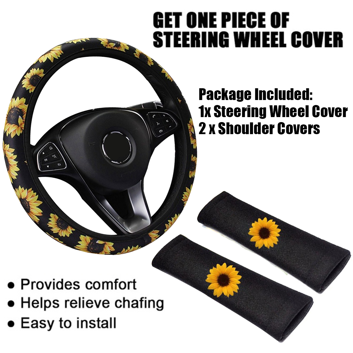 38cm-Car-Steering-Wheel-Covers-Protector-Glove-Plush-Sunflower--Shoulder-Sleeves-1656005