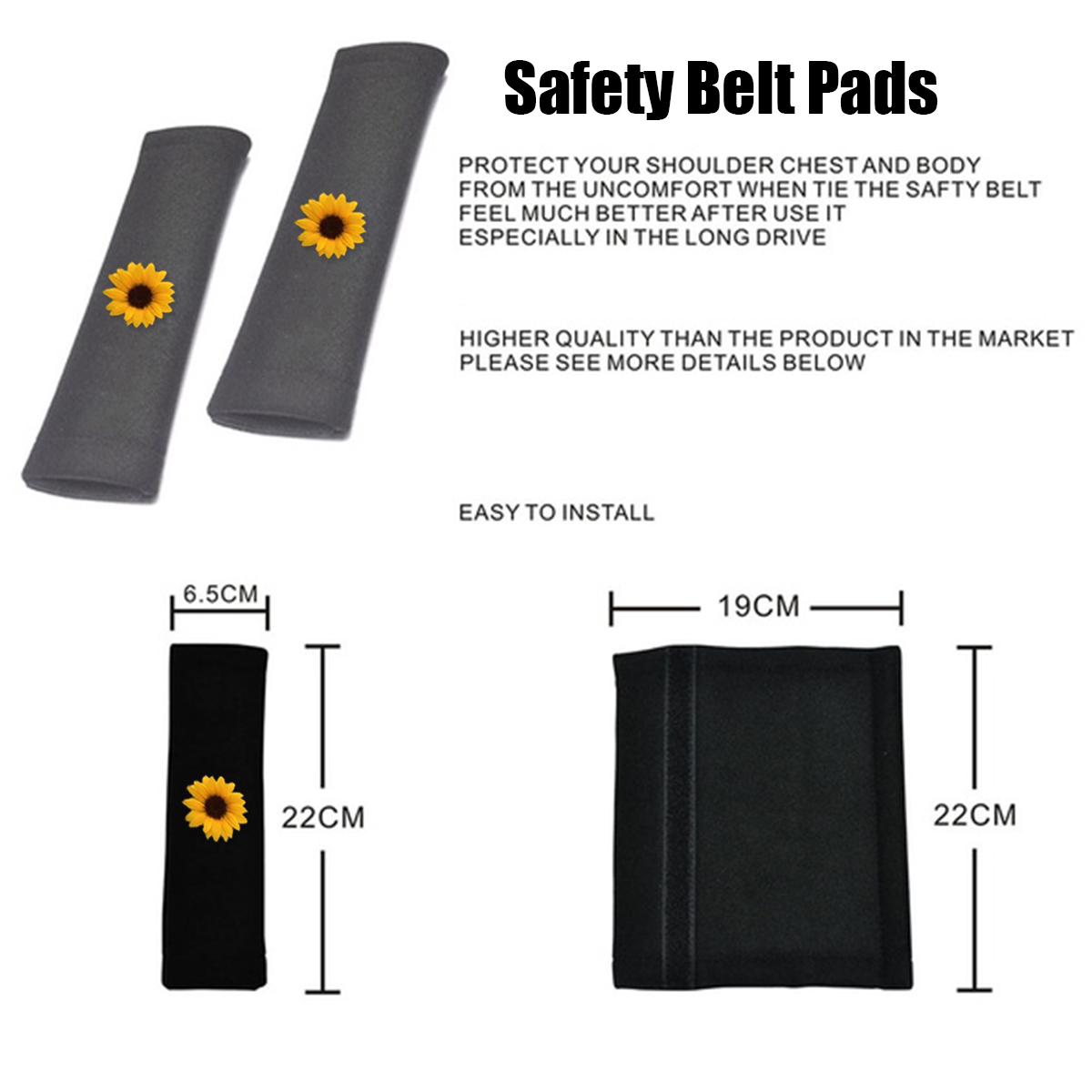 38cm-Car-Steering-Wheel-Covers-Protector-Glove-Plush-Sunflower--Shoulder-Sleeves-1656005