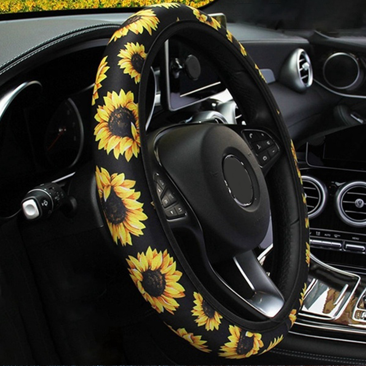 38cm-Car-Steering-Wheel-Covers-Protector-Glove-Plush-Sunflower--Shoulder-Sleeves-1656005