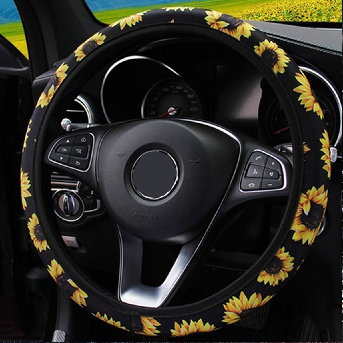 38cm-Car-Steering-Wheel-Covers-Protector-Glove-Plush-Sunflower--Shoulder-Sleeves-1656005