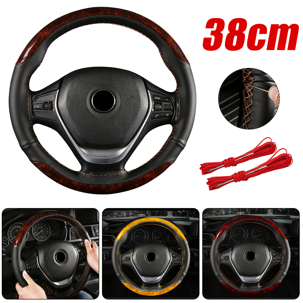 38cm-Microfiber-Leather-Braiding-Car-Steering-Wheel-Case-Cover-Sports-Style-1749309
