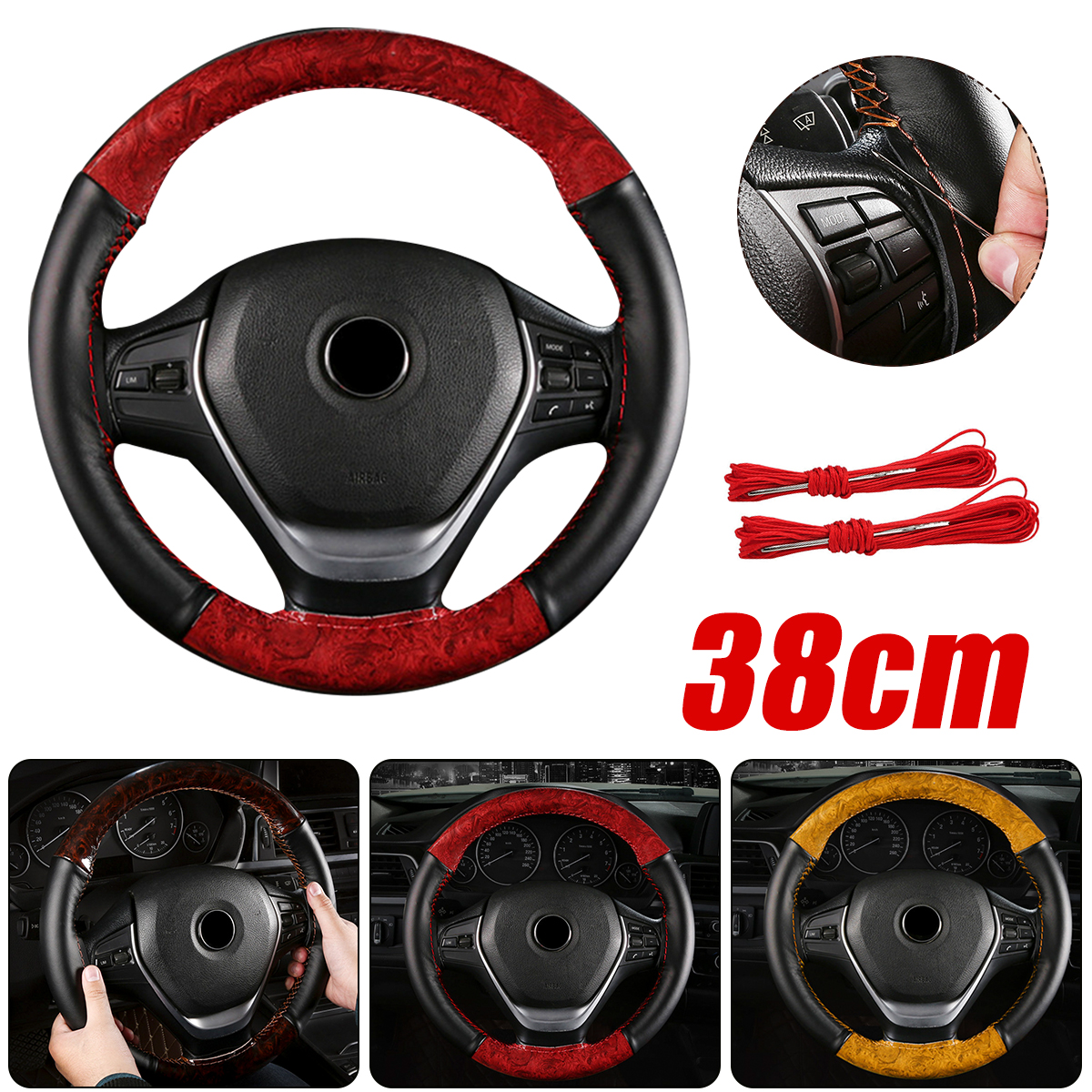 38cm-Universal-Car-Steering-Wheel-Cover-Wooden-Leather-Braid-With-Needles-Thread-1749343