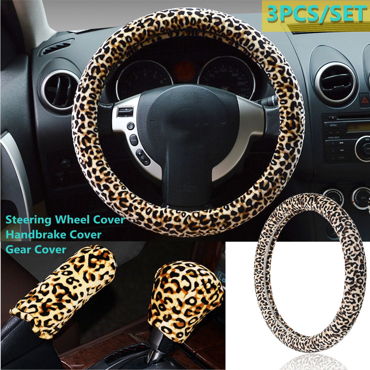 3pcs-38cm-Car-Steering-Wheel--Handbrake--Gear-Knob-Covers-Set-Plush-Warm-Soft-1647592