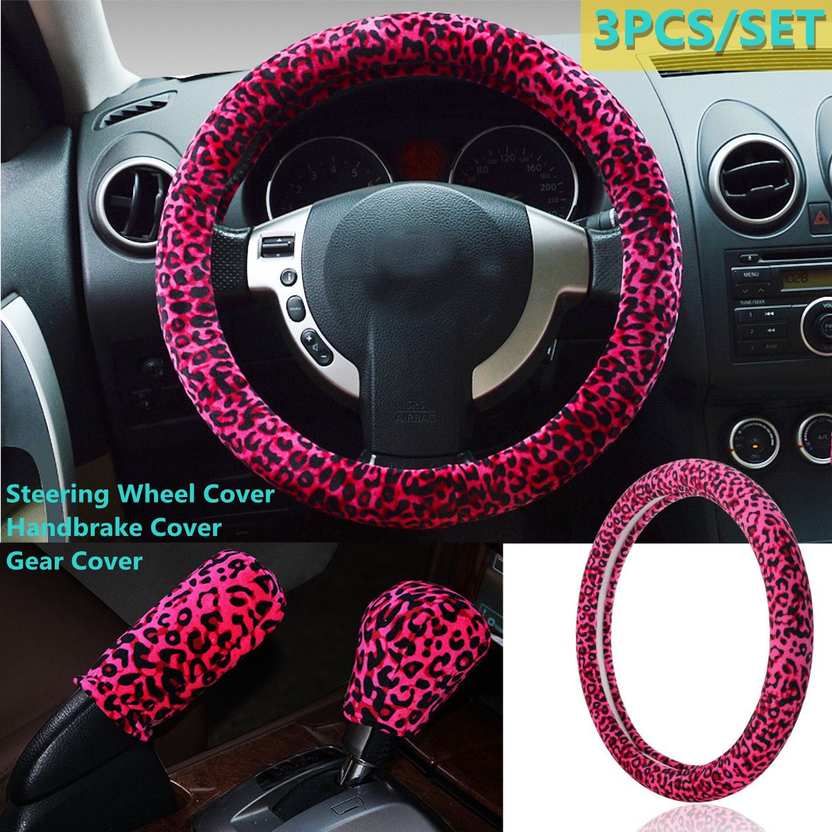 3pcs-38cm-Car-Steering-Wheel--Handbrake--Gear-Knob-Covers-Set-Plush-Warm-Soft-1647592