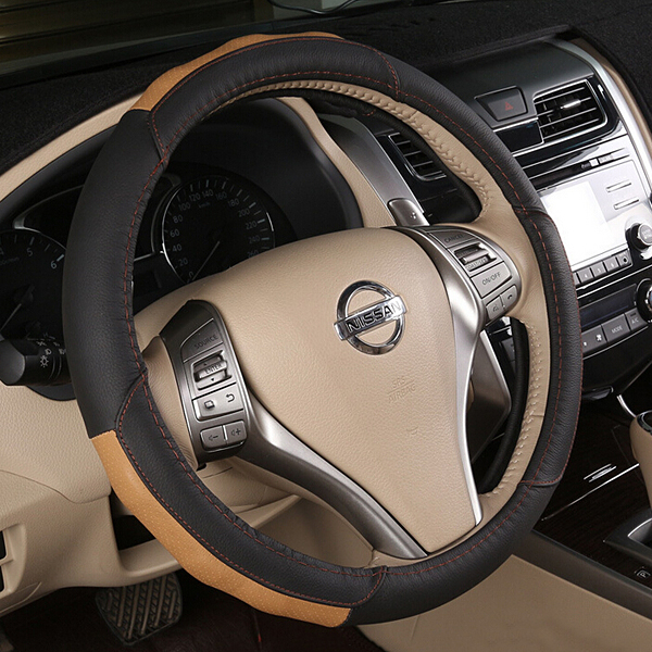 Black-Brown-38cm-Universal-Flat-Breathable-Car-Steel-Ring-Wheel-Cover-997086