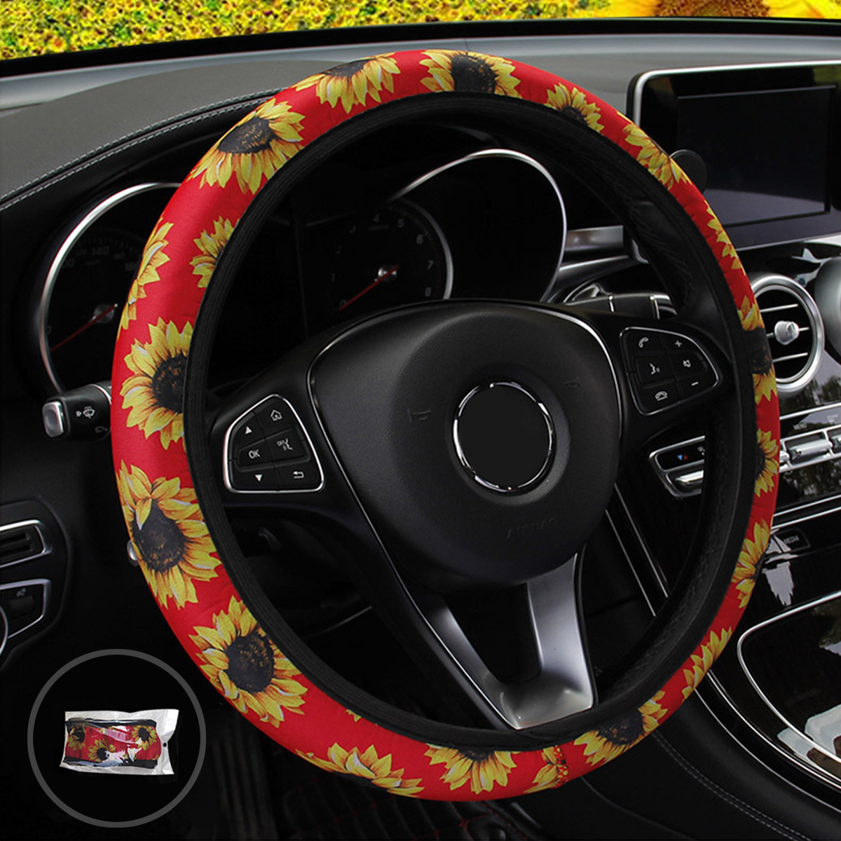 Car-Steering-Wheel-Cover-Sunflower-Flower-Without-Inner-Ring-Elastic-Belt-Handle-1667216