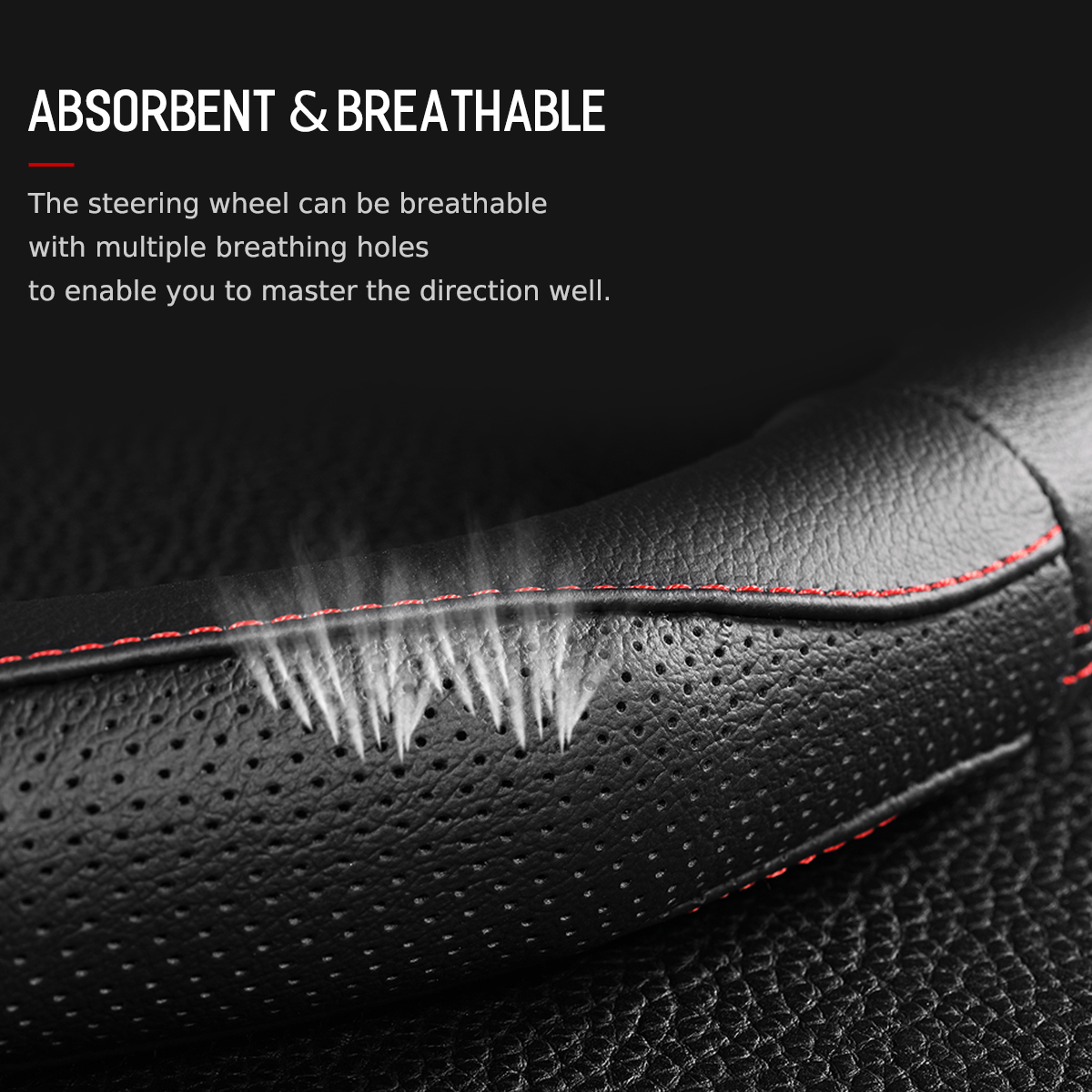 ROCK-RPH0859-Car-Steering-Wheel-Covers-Genuine-Leather-Anti-slip-Protector-37-38cm-Universal-1302785