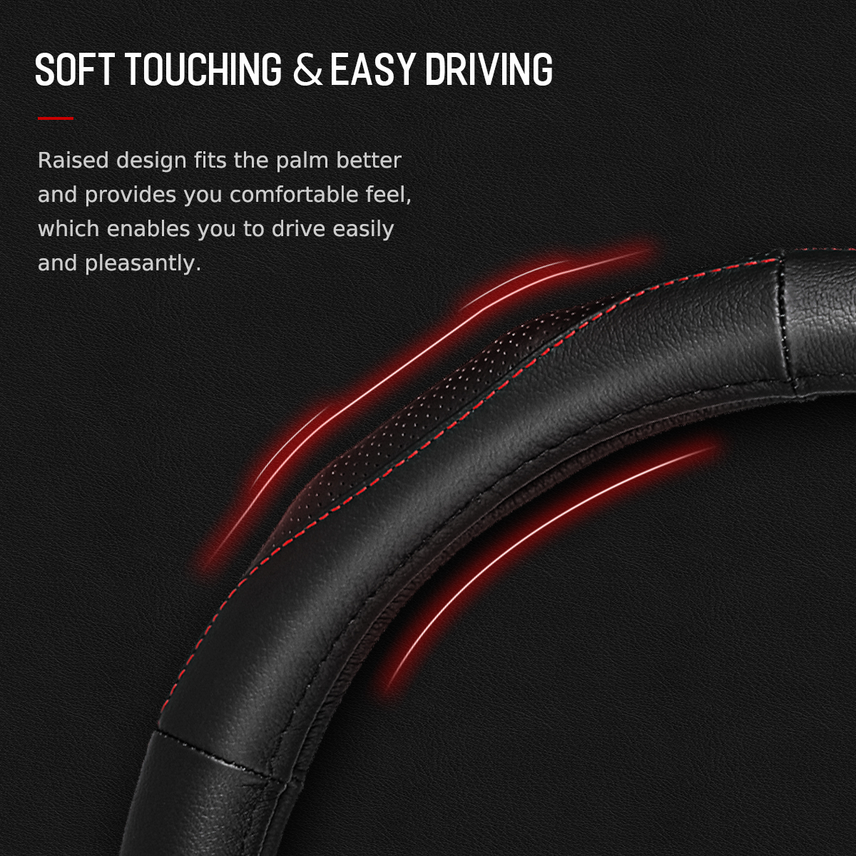 ROCK-RPH0859-Car-Steering-Wheel-Covers-Genuine-Leather-Anti-slip-Protector-37-38cm-Universal-1302785