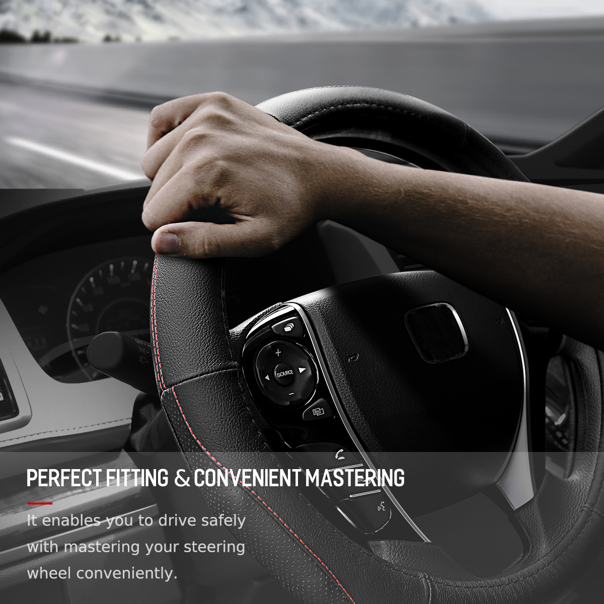 ROCK-RPH0859-Car-Steering-Wheel-Covers-Genuine-Leather-Anti-slip-Protector-37-38cm-Universal-1302785