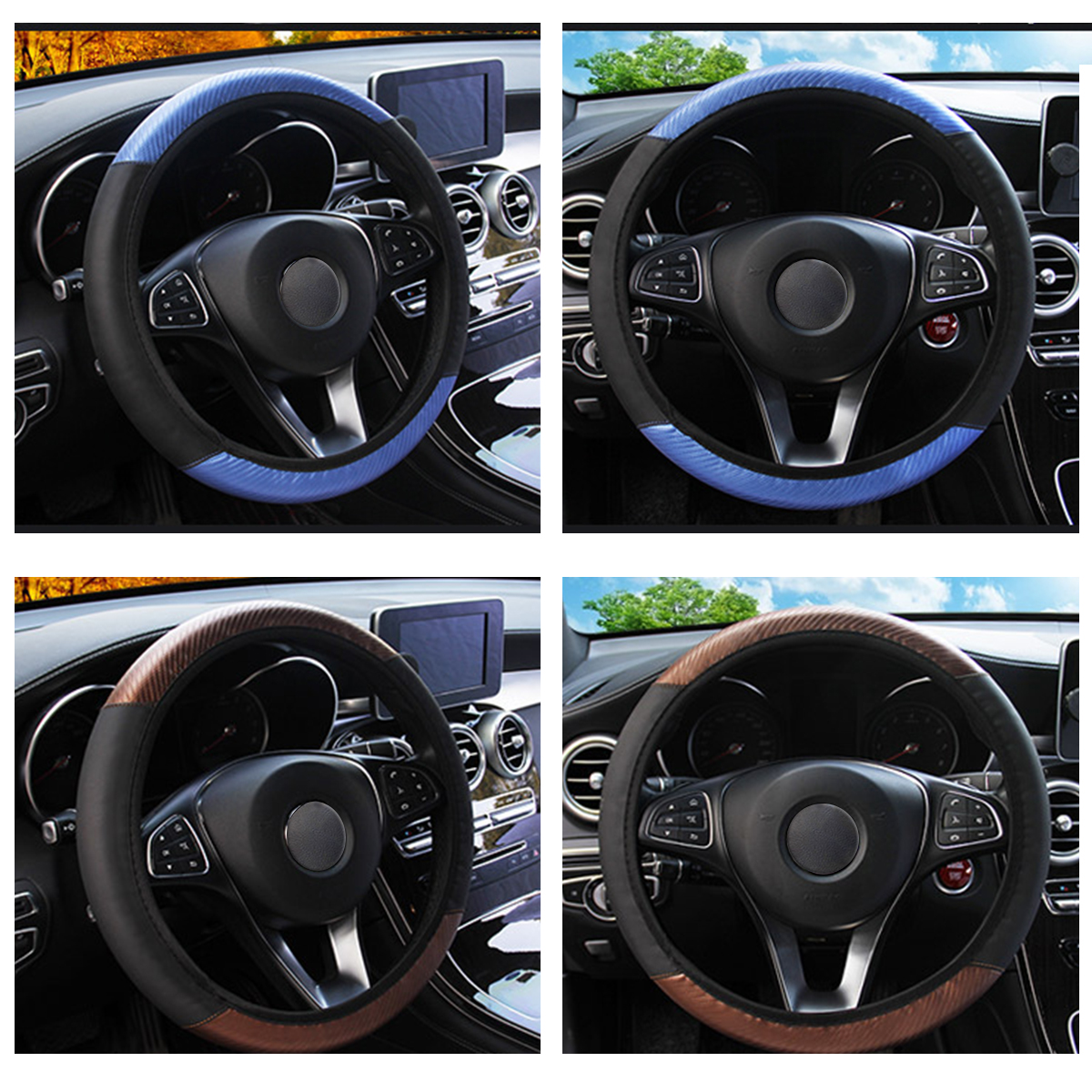 Universal-Carbon-Fiber-PU-Leather-Car-Steering-Wheel-Cover-Protective-1767437