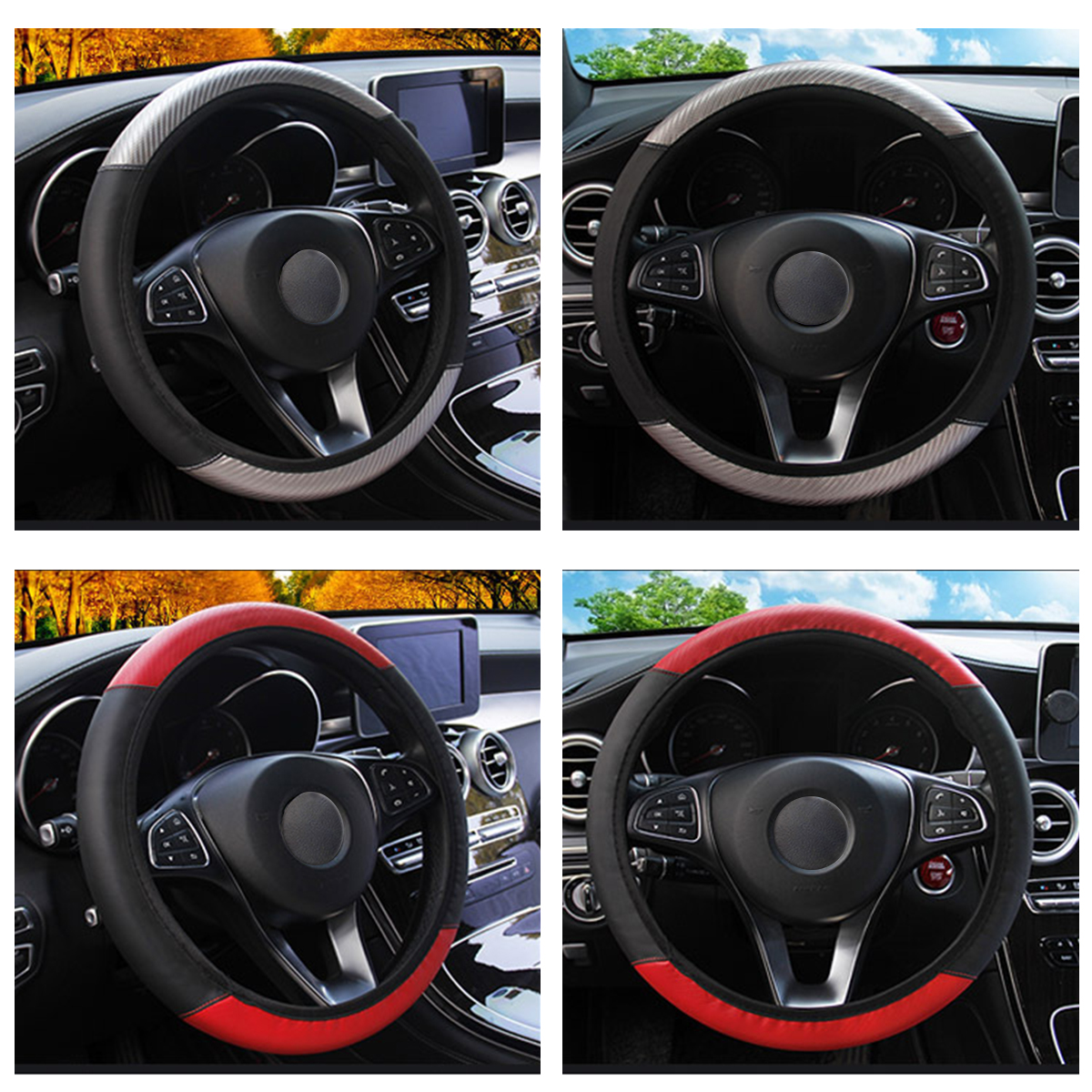 Universal-Carbon-Fiber-PU-Leather-Car-Steering-Wheel-Cover-Protective-1767437
