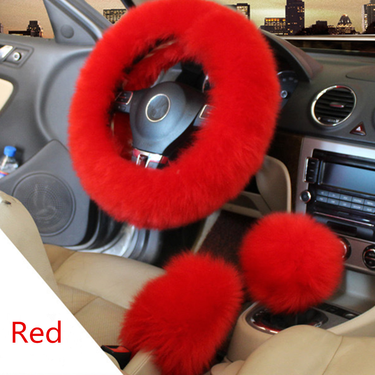 Winter-Furry-Car-Steering-Wheel--Gear-Knob-Shifter-Parking-Brake-Covers-Set-3Pcs-1655631