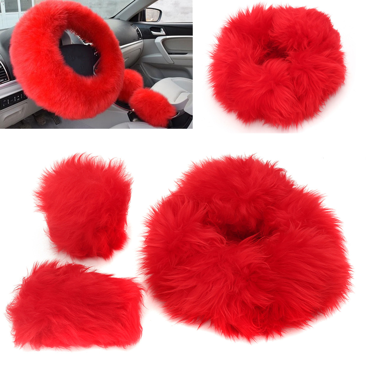 Winter-Furry-Car-Steering-Wheel--Gear-Knob-Shifter-Parking-Brake-Covers-Set-3Pcs-1655631