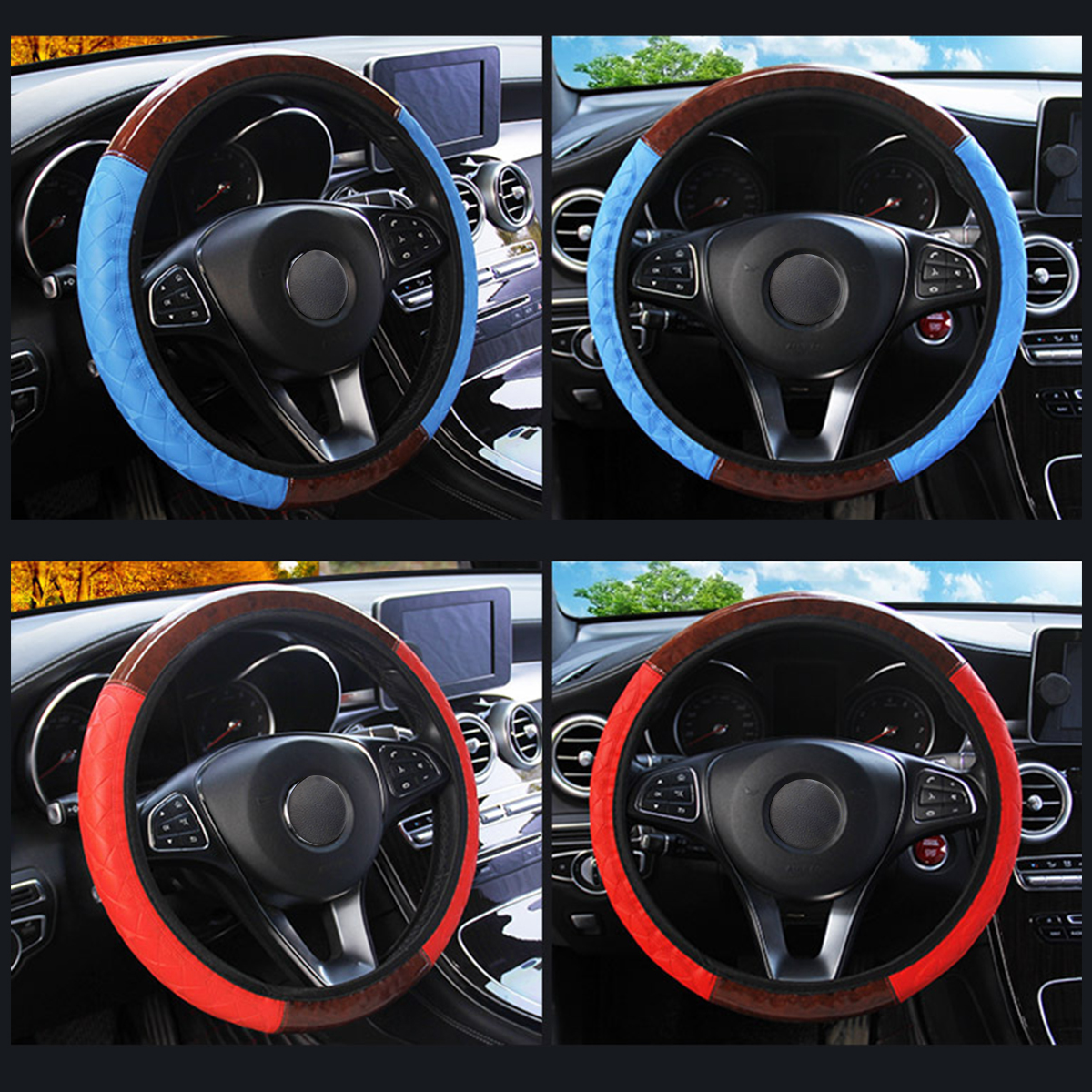Wood-Grain-Leather-Car-Steering-Wheel-Cover-Protective-Cover-Universal-Non-slip-1763492