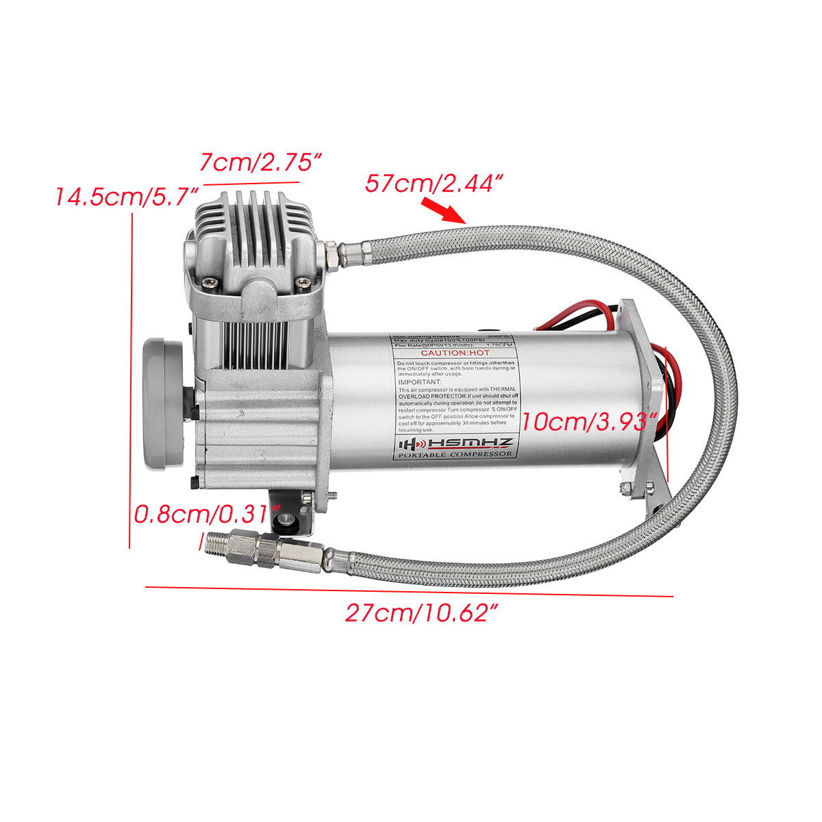 12V-200-PSI-Silver-Air-Compressor-14-Hose-Set-With-Relays-Switch-For-Car-Truck-Train-Honrs-Suspensio-1599606