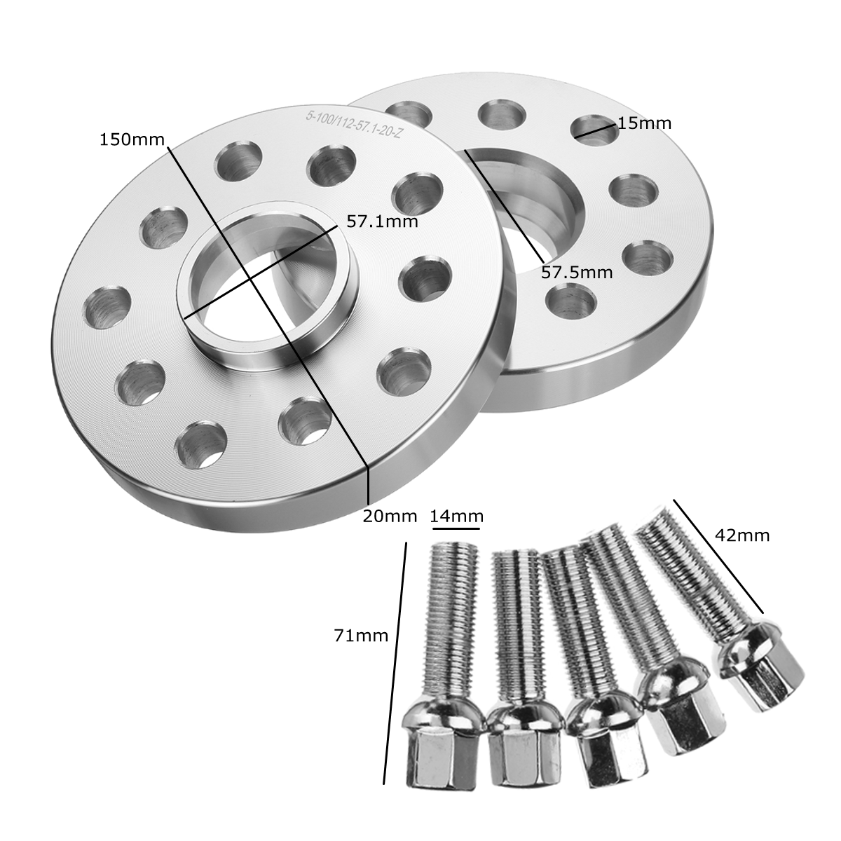 20mm-Wheel-Spacer-Shims-Hub-Bolt-For-VW-Volkswagen-Audi-10-Wheel-Bolts-1540401