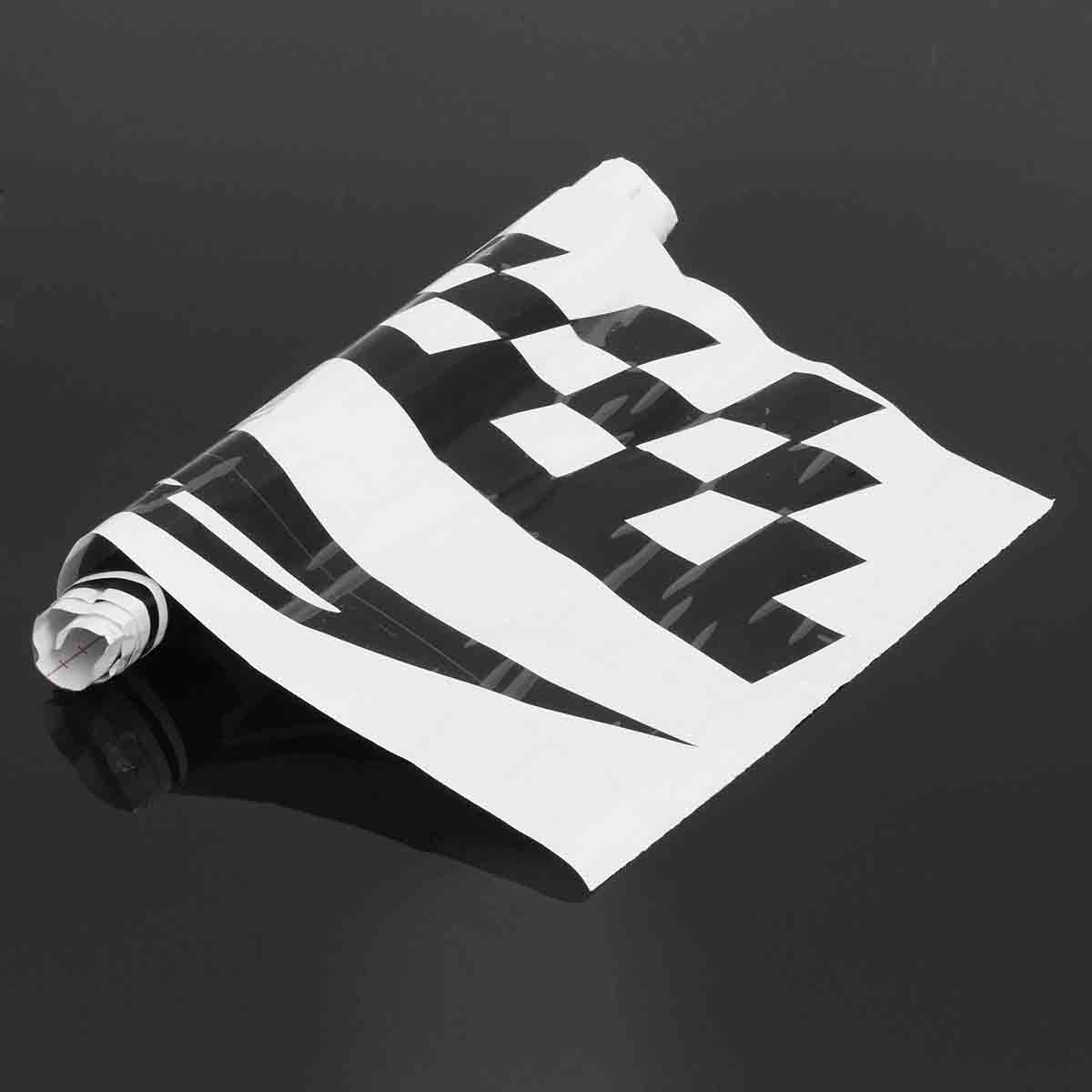 2Pcs-Car-Decal-Vinyl-Graphics-Stickers-Hood-Decals-Checkered-Flags-Stripe-Black--17x77cm-CG169-1639845