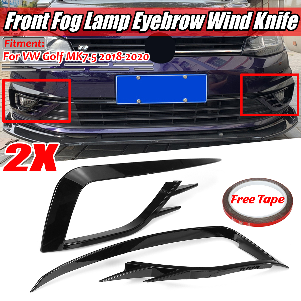 2Pcs-Car-Glossy-Black-Front-Fog-Lamp-Eyebrow-For-VW-Golf-MK75-2018-2020-1683510
