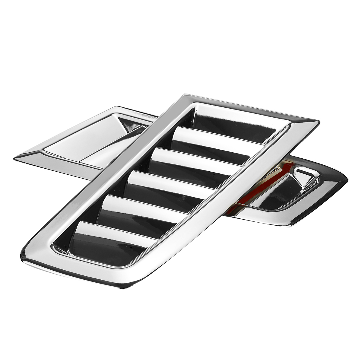 2Pcs-Universal-Car-ABS-Plastic-RS-Style-Bonnet-Vents-Chrome-Silver-With-Free-Tape-1659524