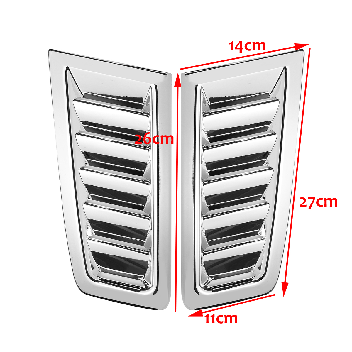 2Pcs-Universal-Car-ABS-Plastic-RS-Style-Bonnet-Vents-Chrome-Silver-With-Free-Tape-1659524