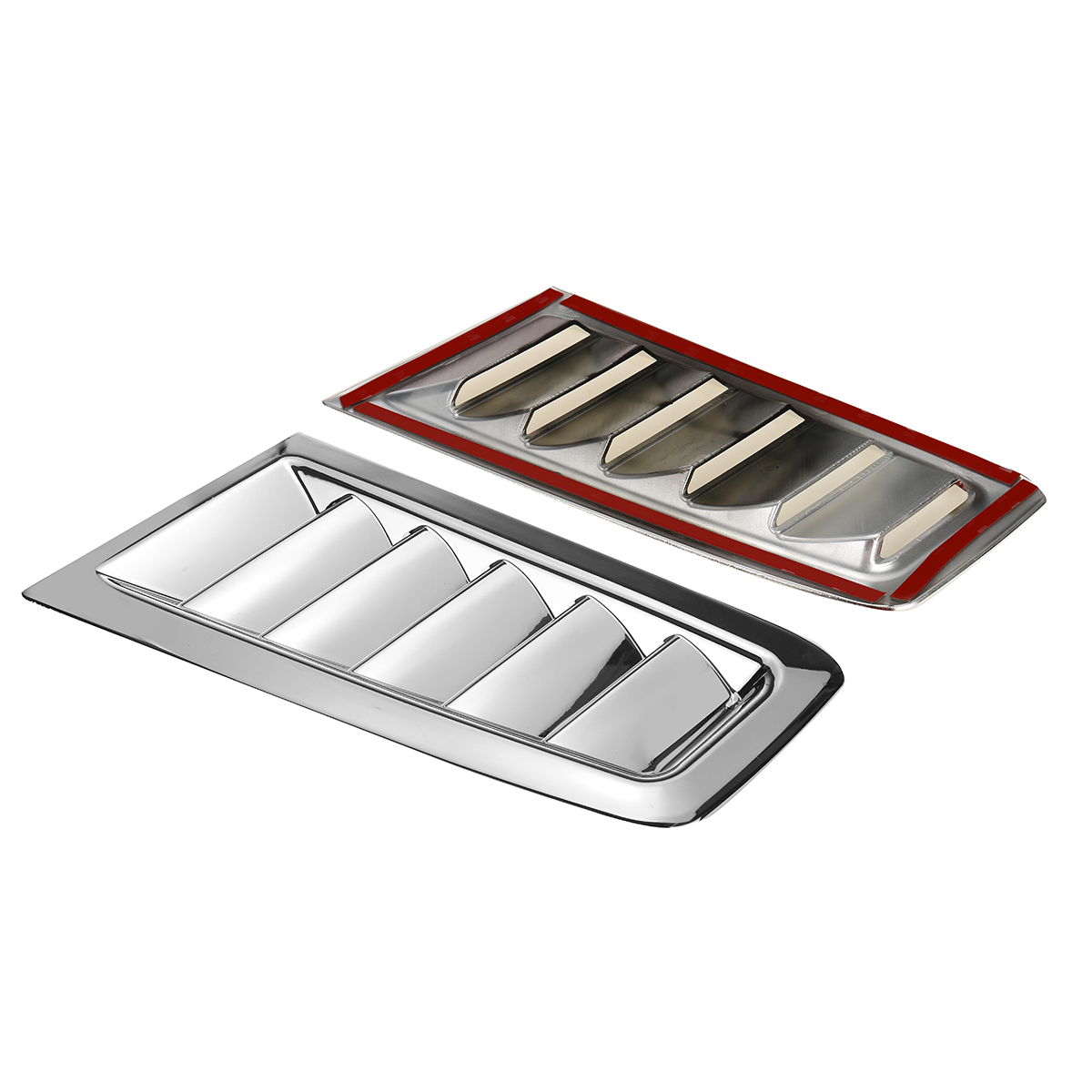 2Pcs-Universal-Car-ABS-Plastic-RS-Style-Bonnet-Vents-Chrome-Silver-With-Free-Tape-1659524