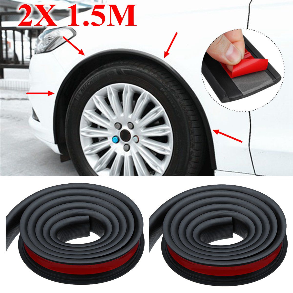 2Psc-Rubber-Ring-Car-Universal-Mudguard-Trim-Wheel-Arch-Protection-Moldings-1388510
