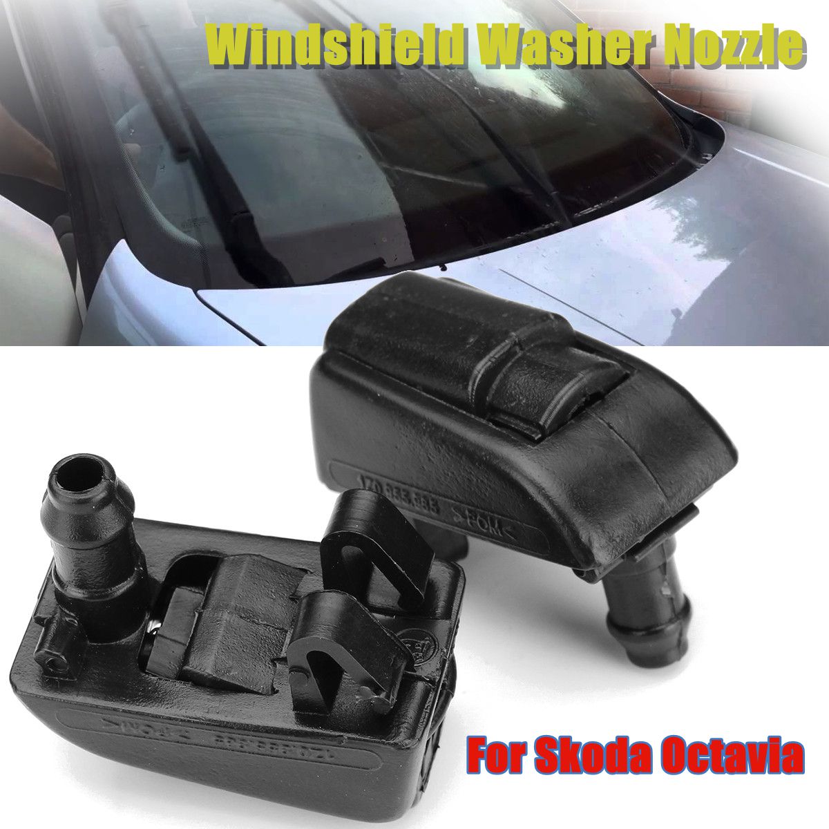 2pcs-Front-Windshield-Washer-Nozzle-Spray-Jet-Plastic-Black-For-Skoda-Octavia-1273185