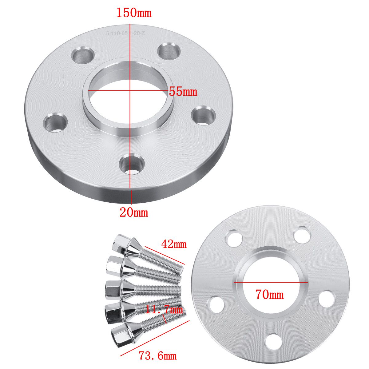 2pcs-Hubcentric-Wheel-Spacer-Shims-20mm-651CB--Bolts-For-Vauxhall-Astra-1523285