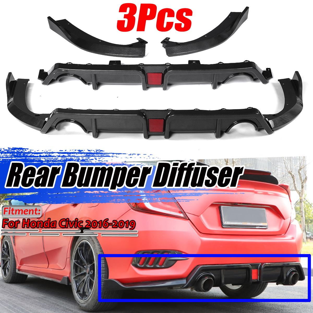 3Pcs-Carbon-Fiber-Look-Rear-Bumper-Diffuser-For-Honda-Civic-2016-2019-Car-1605093