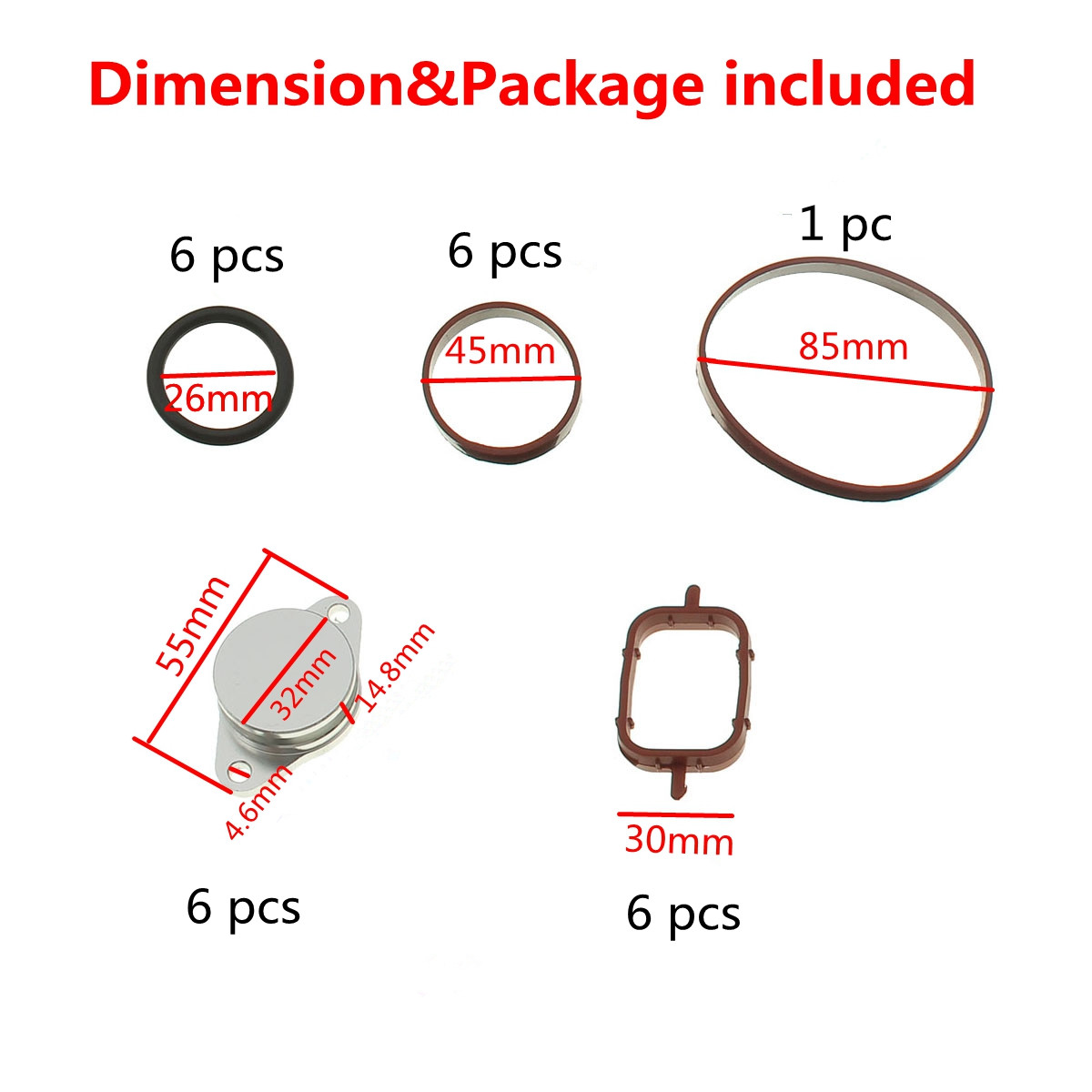 6PCS-Swirl-Flap-Blank-Bungs-With-Intake-Manifold-Gaskets-For-BMW-E38-E39-E46-E53-1712624