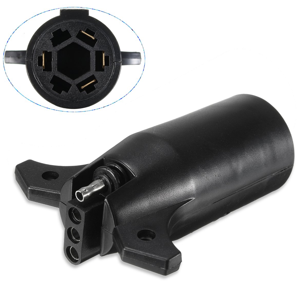 7-Way-Round-To-4-Pin-Flat-Trailer-Light-Adapter-Plug-Connector-RV-Boat-1117446