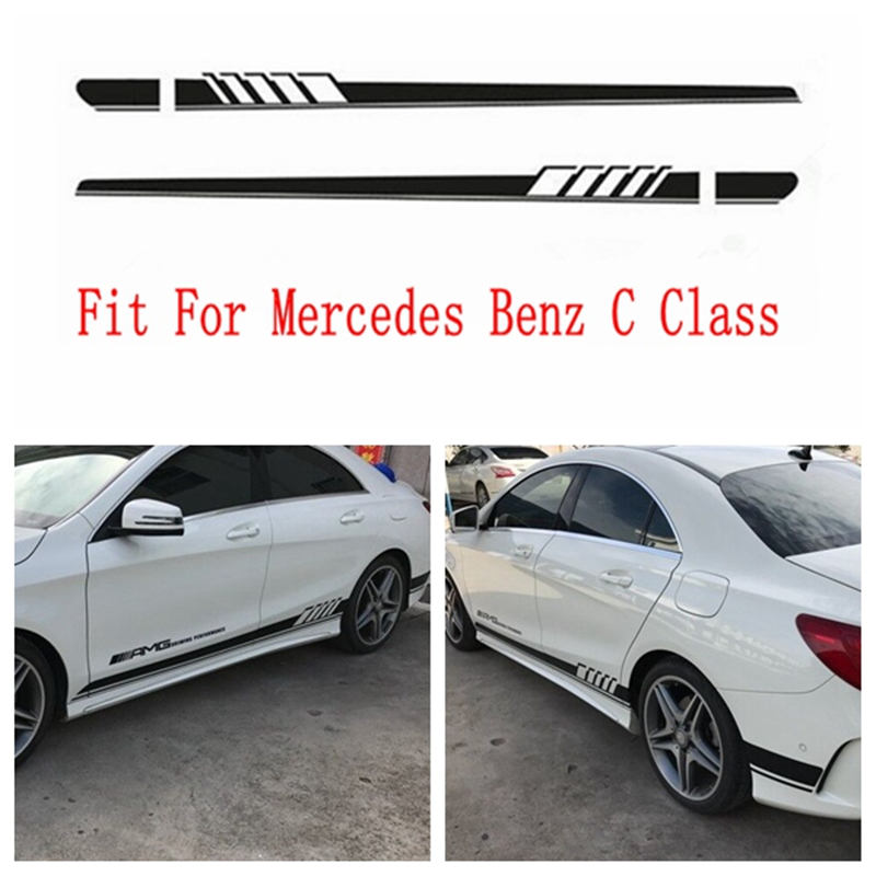 A-Pair-Gloss-Black-Auto-Side-Skirt-Car-Stickers-AMG-Edition-507-Racing-For-Mercedes-Benz-C-Class-W20-1477327