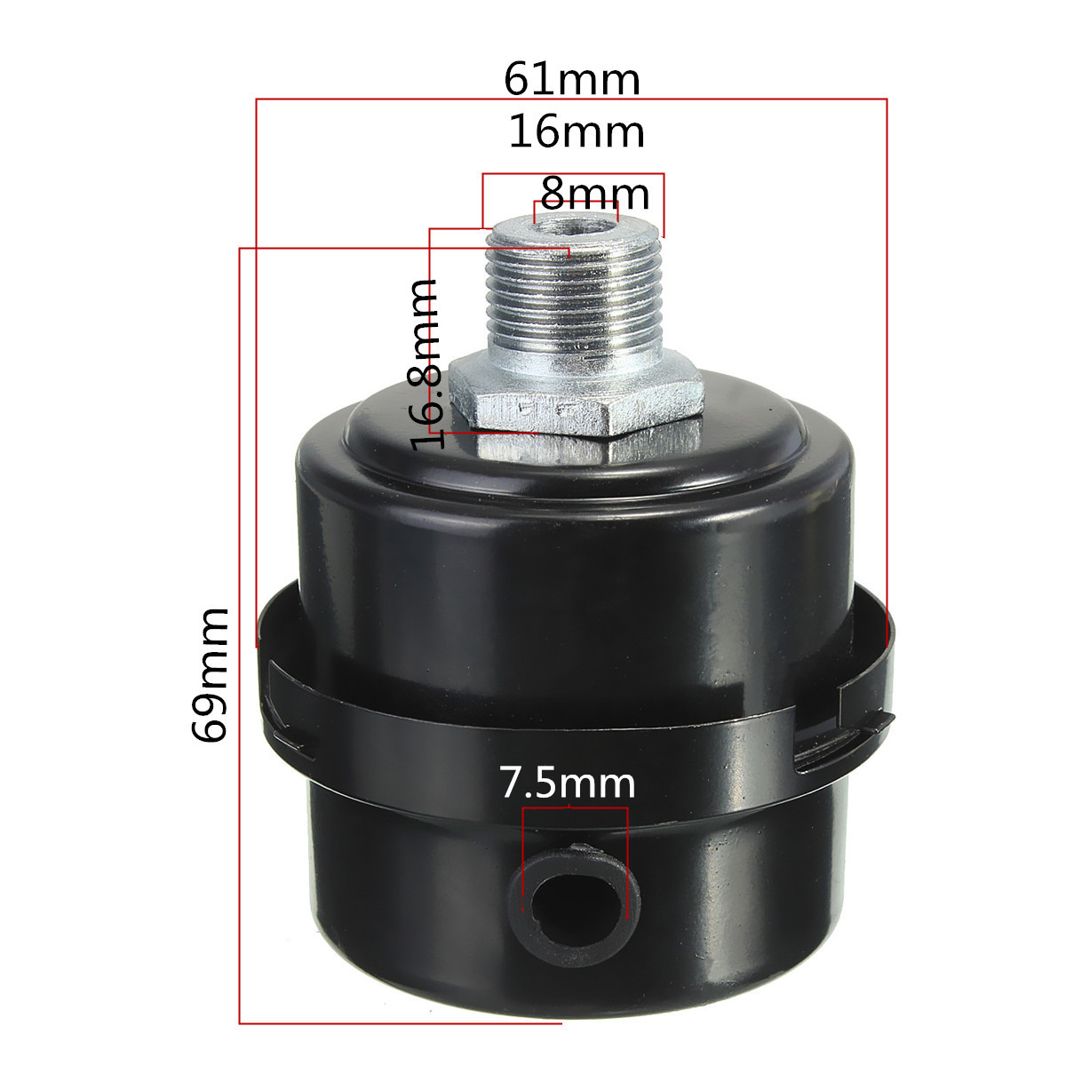 Black-Metal-38BSP-16mm-Thread-Dia-Air-Compressor-Intake-Filter-Muffler-Silencer-1632201