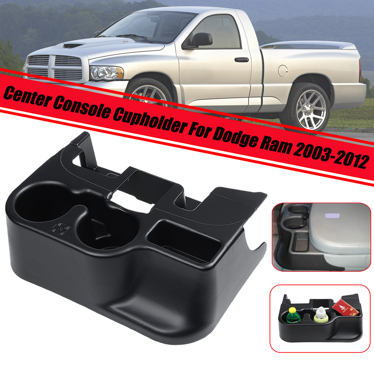 Car-Center-Console-Cup-Holder-Storage-Box-For-Dodge-Ram-1500-2500-3500-2003-2012-1555266