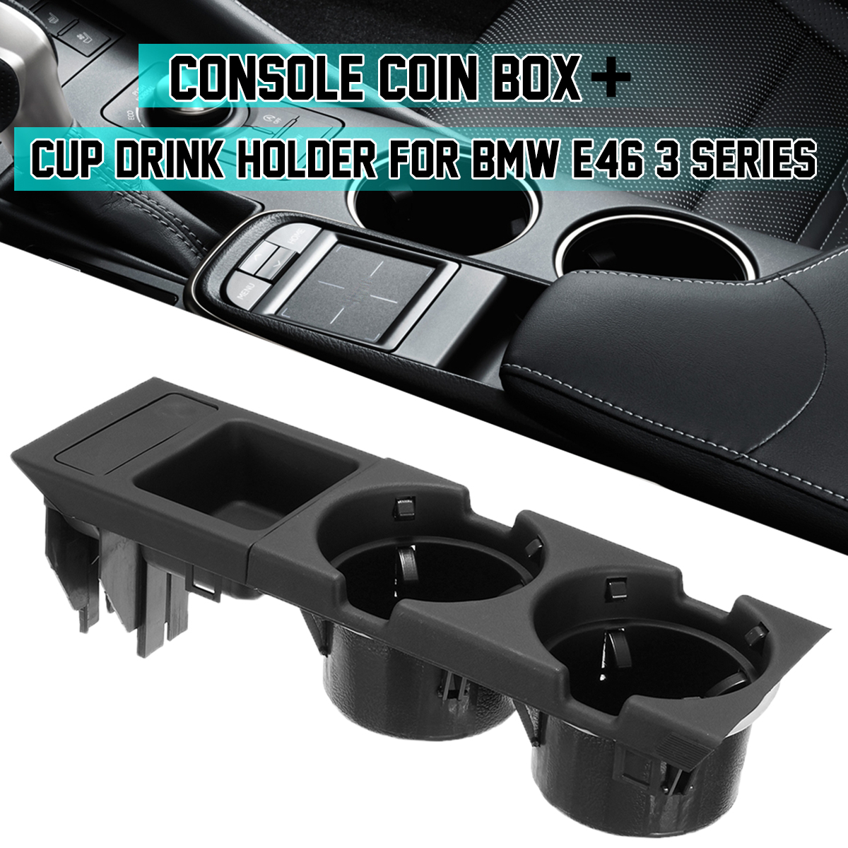 Car-Front-Center-Dual-Drink-Car-Cup-Holder-Black-51168217953-For-BMW-E46-3-Series-98-06-1602100