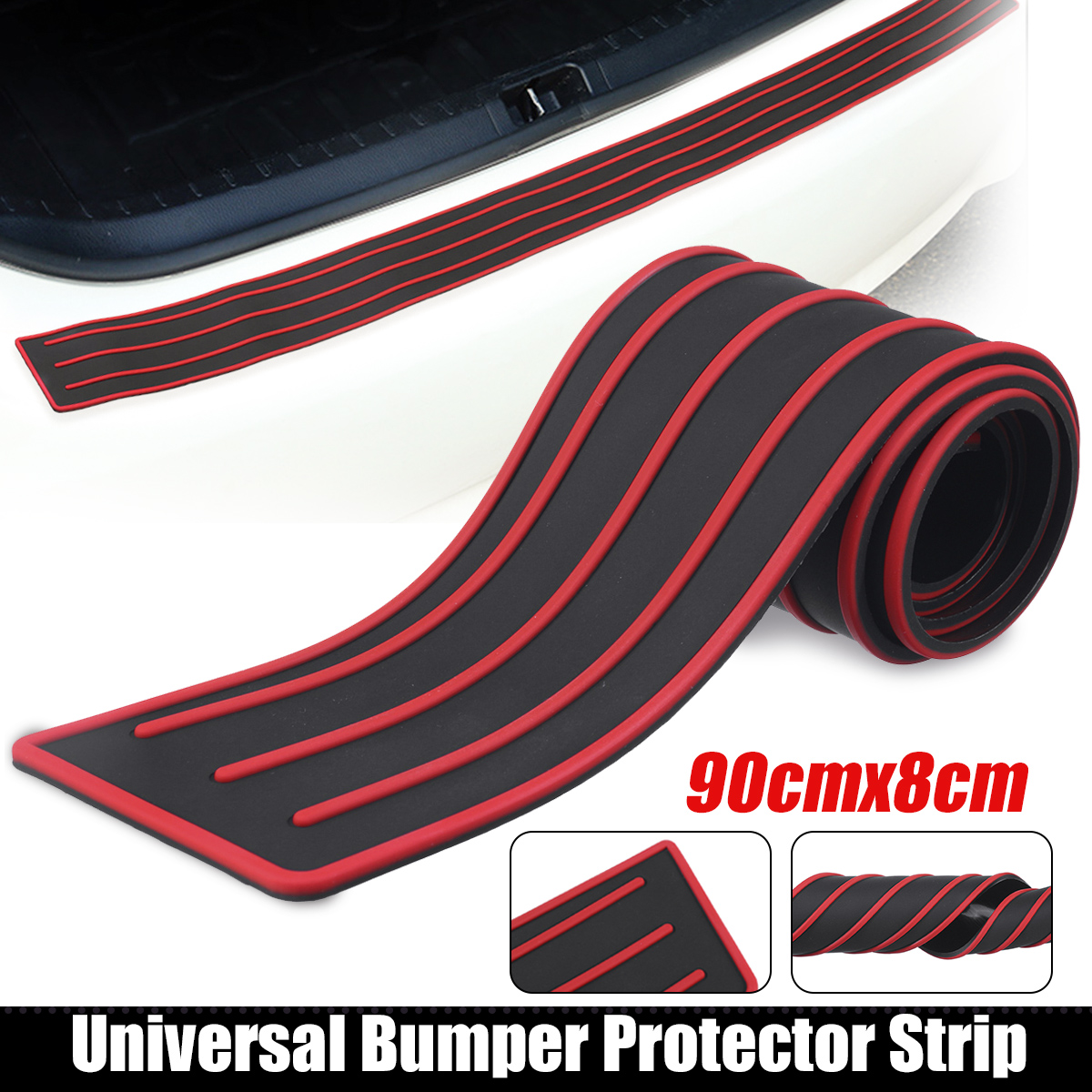 Car-Rear-Bumper-Sill-Body-Guard-Protector-Rubber-Plate-Trim-Cover-Strip-90Cm-1658475