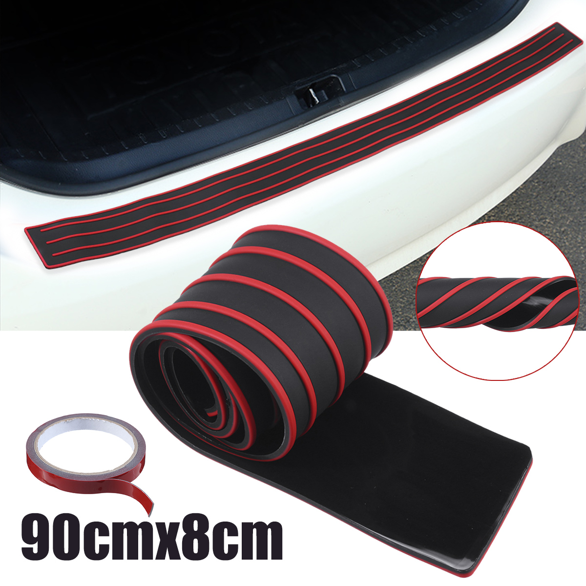 Car-Rear-Bumper-Sill-Body-Guard-Protector-Rubber-Plate-Trim-Cover-Strip-90Cm-1658475
