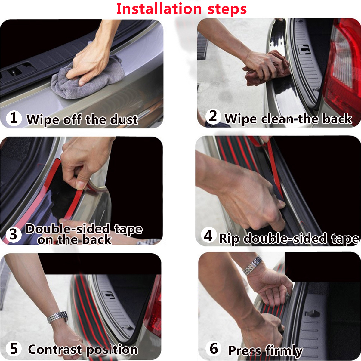 Car-Rear-Bumper-Sill-Body-Guard-Protector-Rubber-Plate-Trim-Cover-Strip-90Cm-1658475