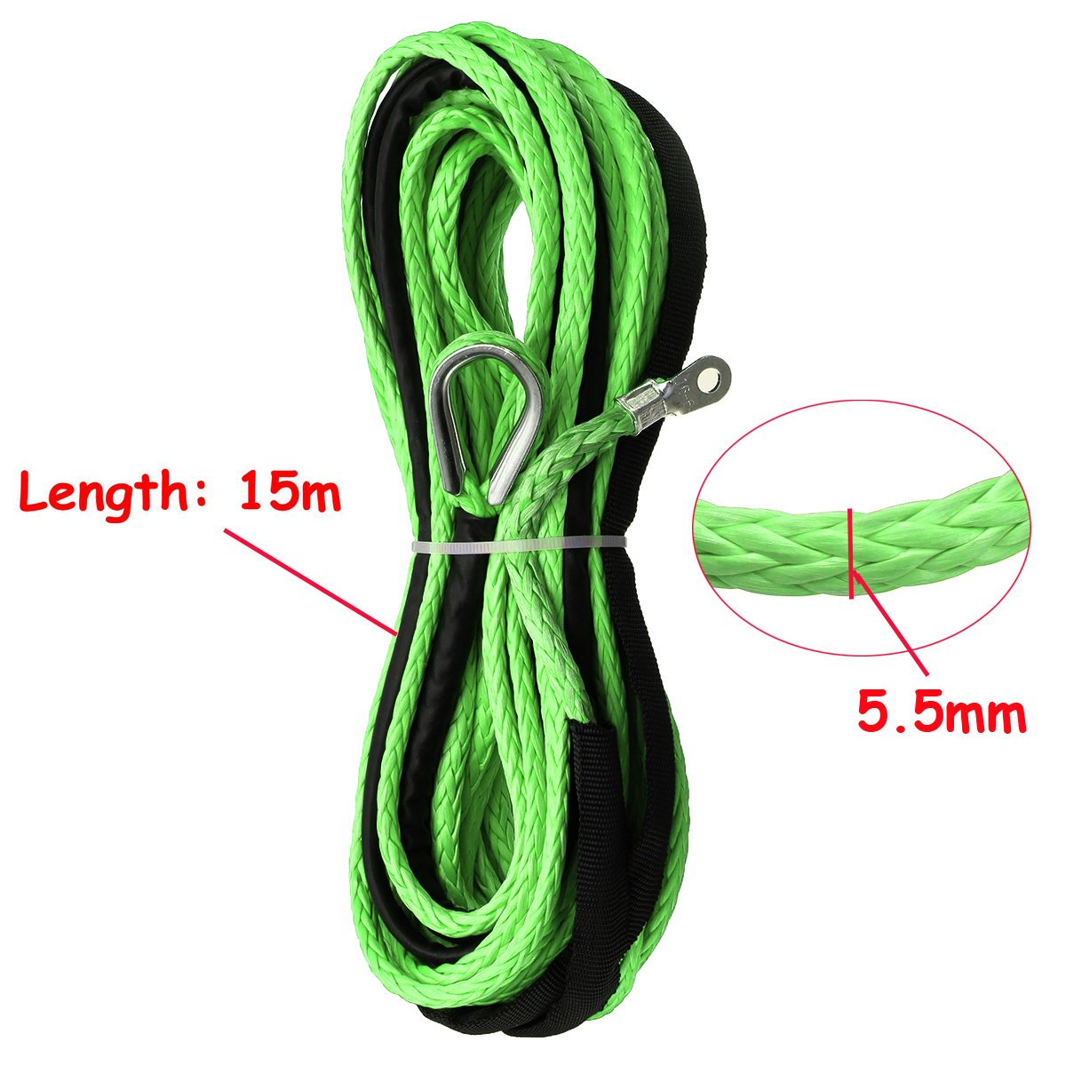 Car-Road-Vehicle-Synthetic-Winch-Line-Cable-Rope-5500-LBs--Sheath-For-ATV-UTV-1161223