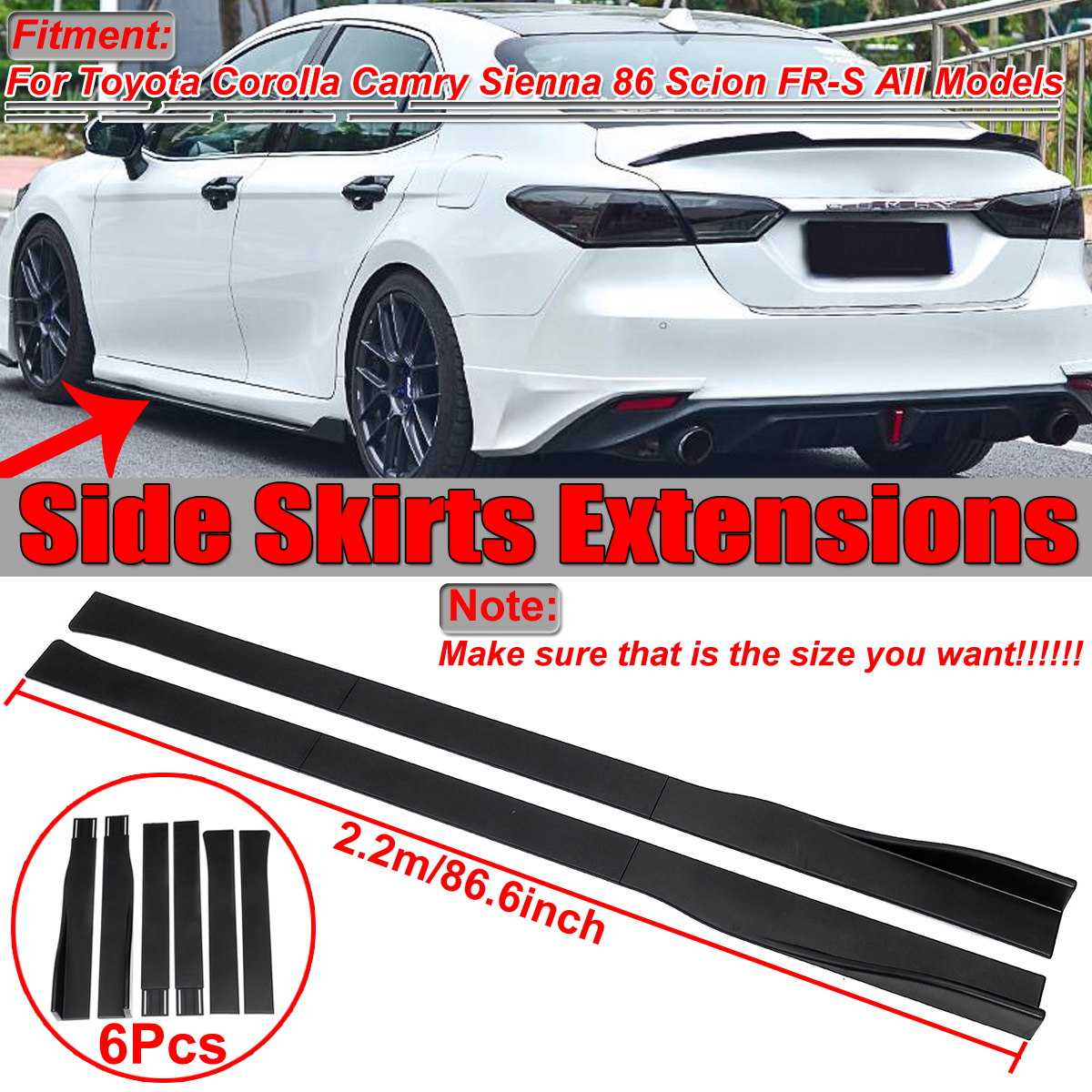 Car-Side-Skirt-Extension-Blades-Matte-Black-Universal-For-BMW-AUDI-VW-FORD-22M-1535375