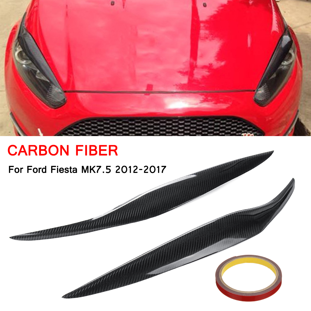 Carbon-Fiber-Car-Headlight-Eyebrow-Eyelids-For-Ford-Fiesta-MK75-2012-2017-MK8-2013-2016-1559474