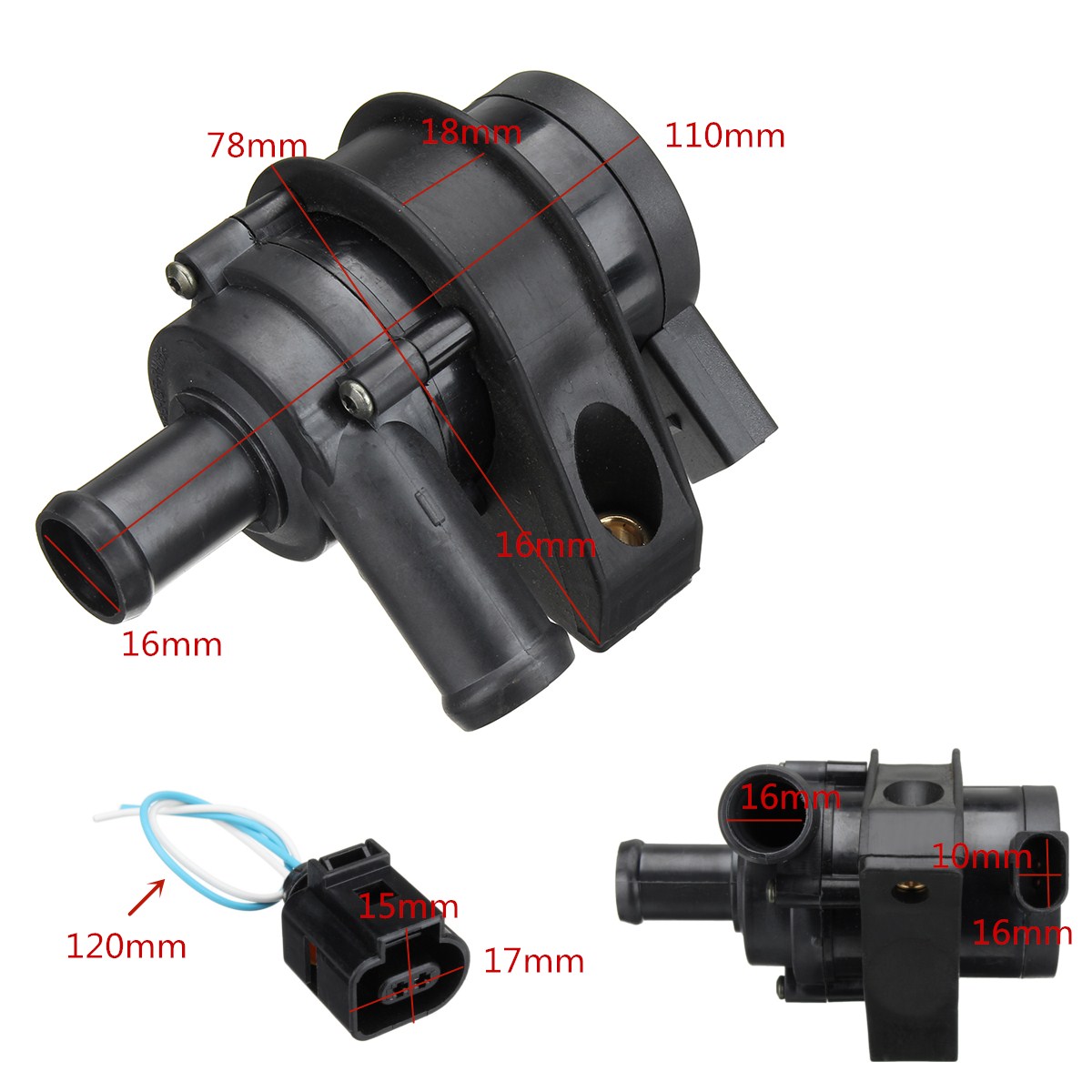 Engine-Cooling-Water-Pump-Auxiliary-1K0965561J-For-VW-Jetta-Golf-GTI-Passat-CC-1261905