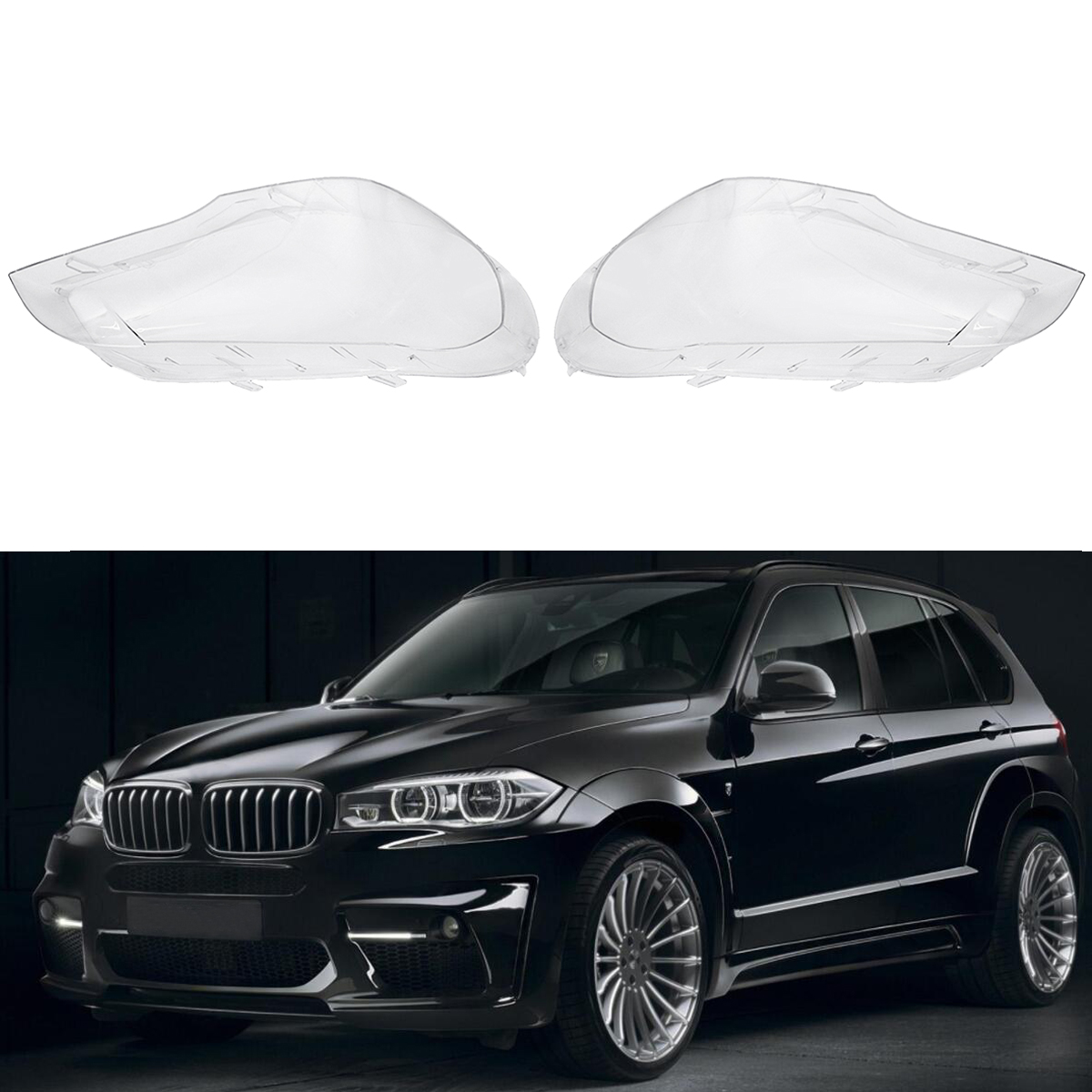 For-BMW-X5-E70-07-12-Set-Headlight-Headlamp-Lamp-Lens-Cover-Pair-Left-Right-1512409