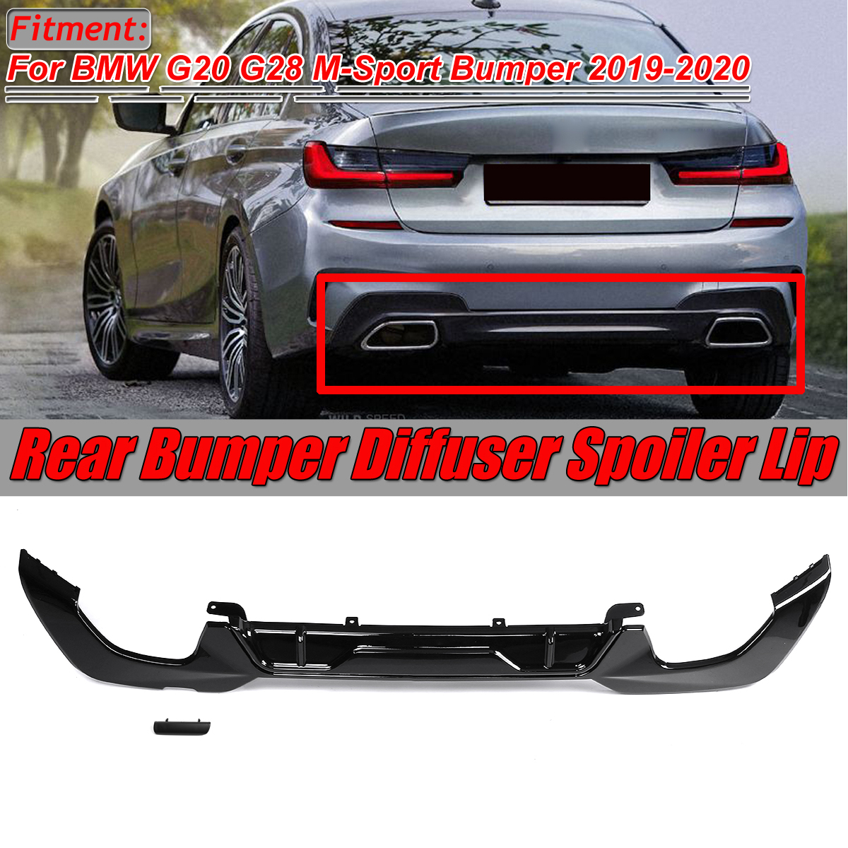 Glossy-Black-Rear-Bumper-Diffuser-Spoiler-Lip-Protector-For-BMW-G20-3-Series-M-Sport-2019-2020-1582833