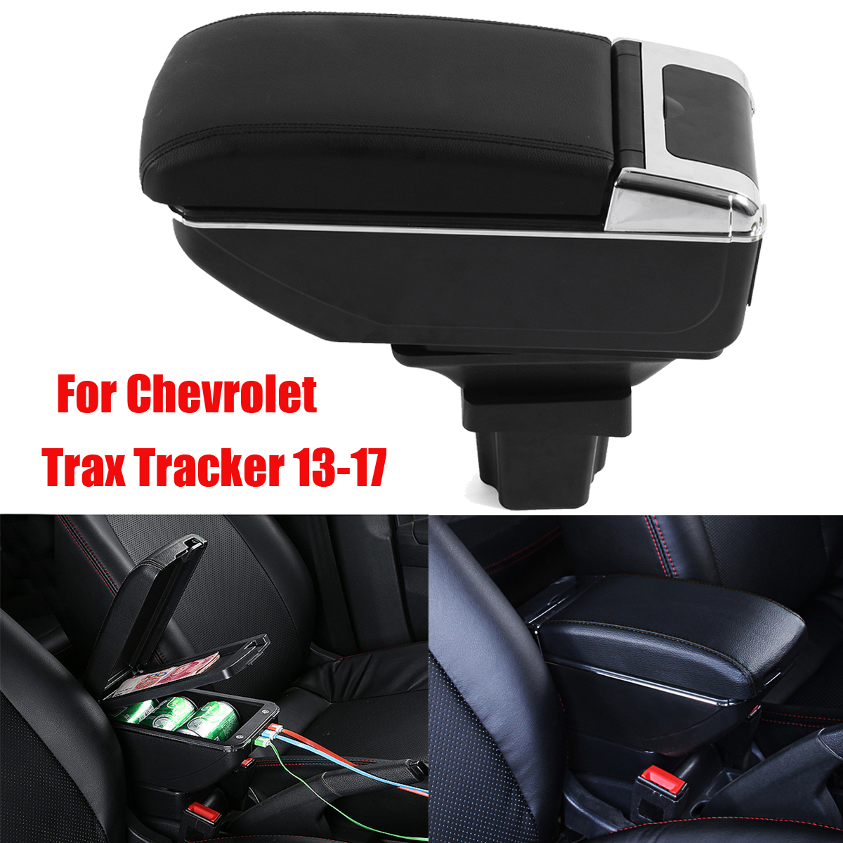 Leather-Storage-Box-For-Chevrolet-Trax-Tracker-13-17-Car-Armrest-Console-Rotatable-1534804