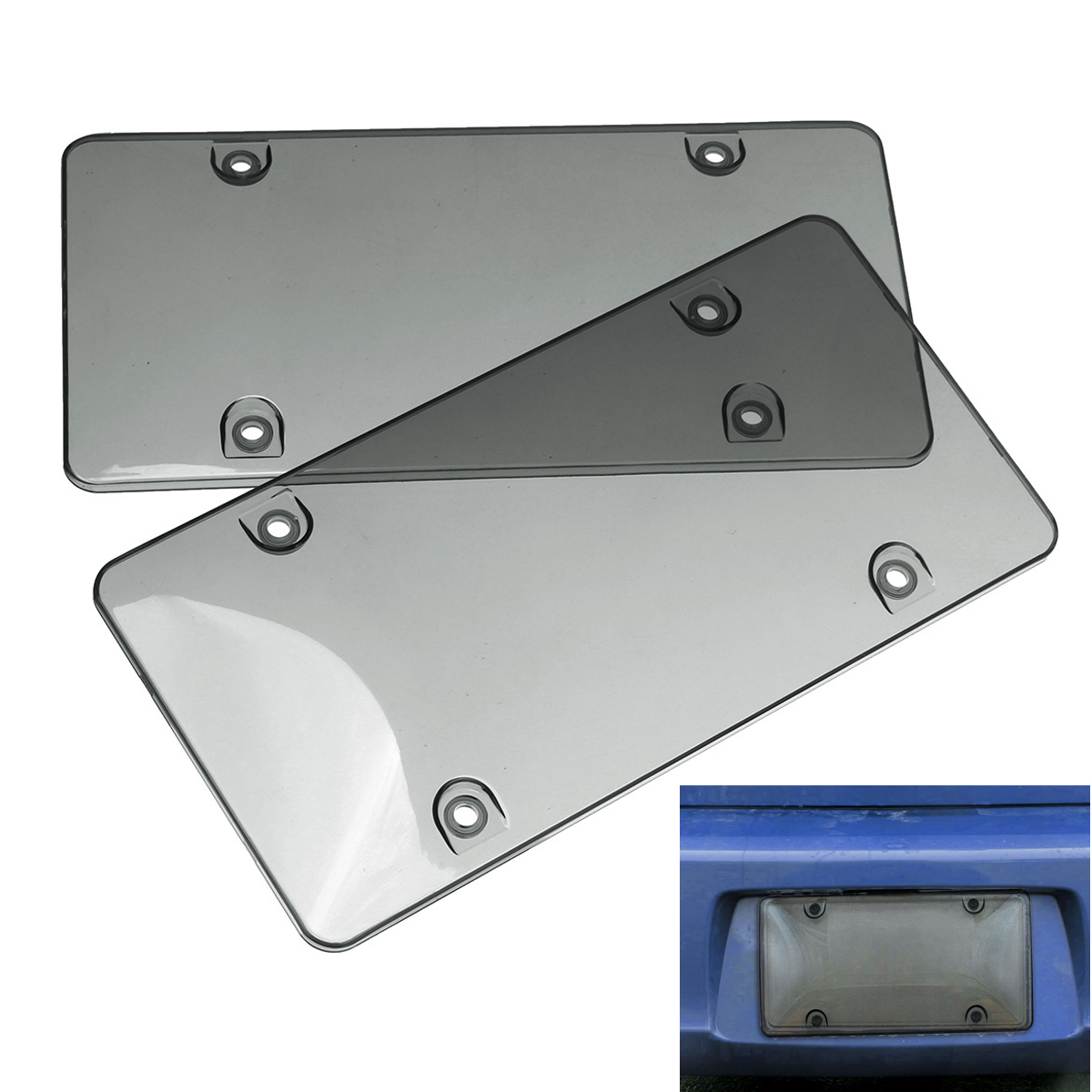 Tinted-Clear-Smoke-License-Plate-Tag-Frame-Cover-Shield-Car-Truck-1254153