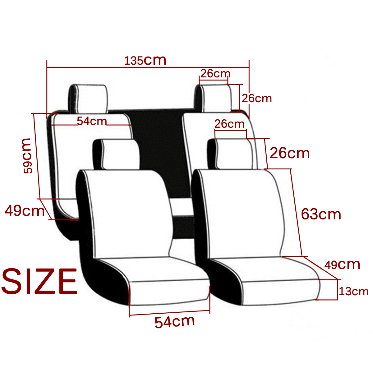 Universal-Auto-Car-Covers-Black-Red-5-Seat-Front--Rear-Head-Rests-Full-Set-Protector-1679632